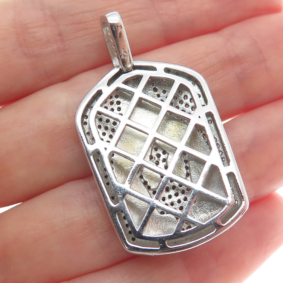925 Sterling Silver Round-Cut Shaped C Z Trident Sparkle Pendant