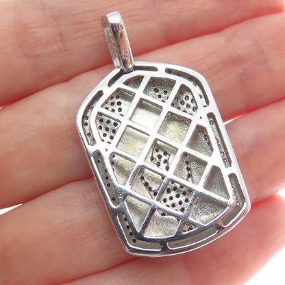 925 Sterling Silver Round-Cut Shaped C Z Trident Sparkle Pendant