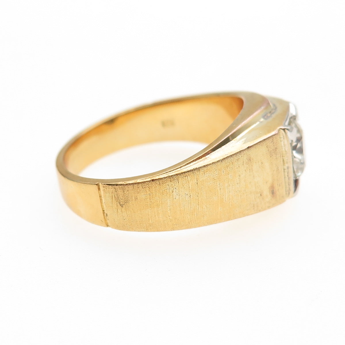 925 Sterling Silver Gold Plated Real Round-Cut Moissanite Ring Size 11