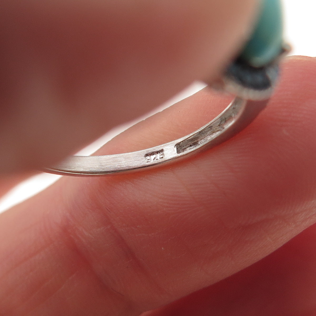 Chuck Clemency 925 Sterling Silver Real Blue Diamond & Turquoise Ring Size 7.75