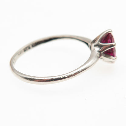 Chuck Clemency 925 Sterling Silver Vintage Real Oval-Cut Ruby Ring Size 9.5