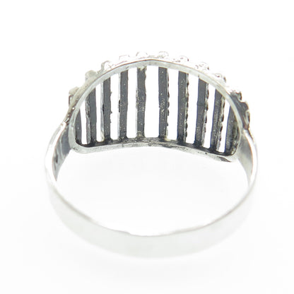 925 Sterling Silver Vintage Diamond-Cut Ribbed Ring Size 7.75