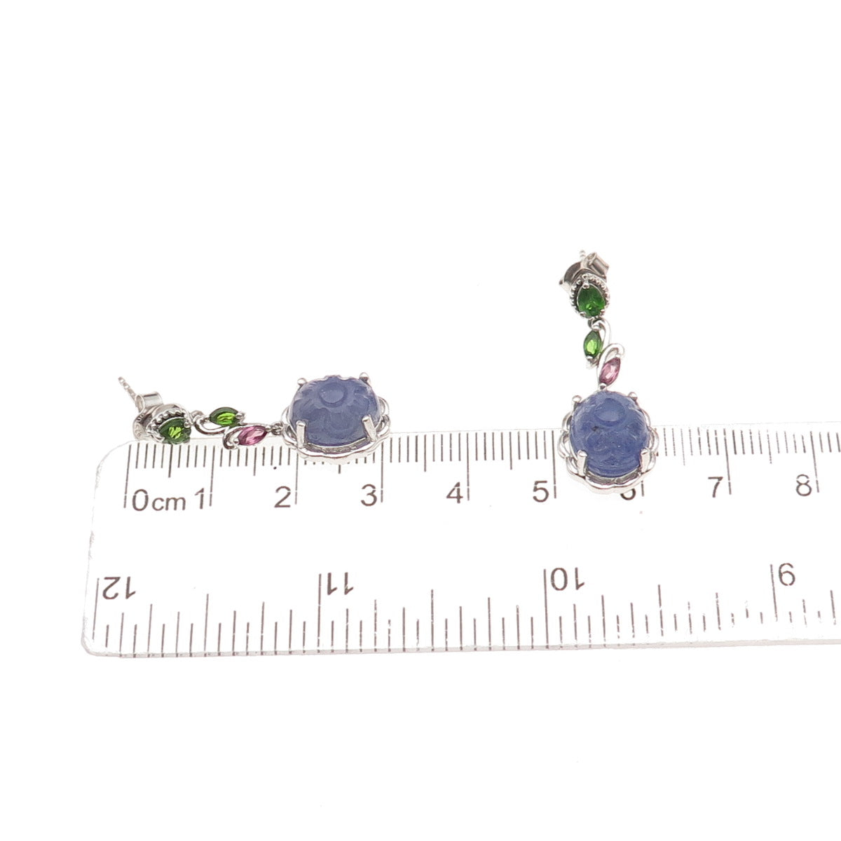 Chuck Clemency 925 Sterling Silver Real Tanzanite Peridot & Amethyst Earrings