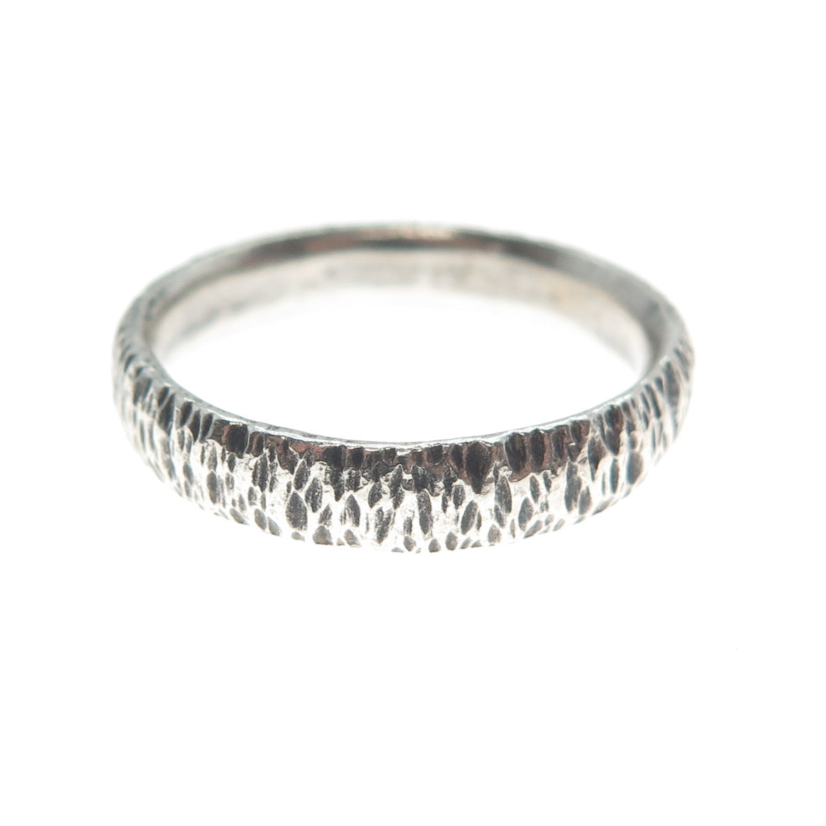 925 Sterling Silver Vintage Tree Bark Oxidized Band Ring Size 8.75