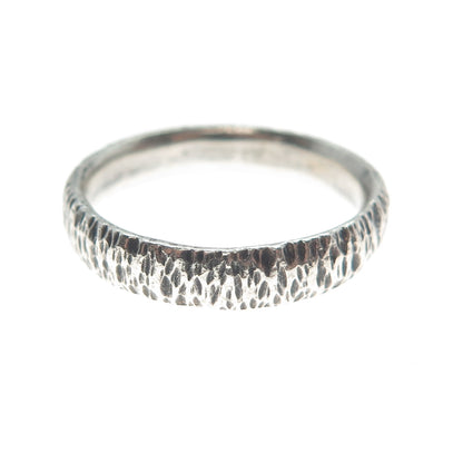 925 Sterling Silver Vintage Tree Bark Oxidized Band Ring Size 8.75