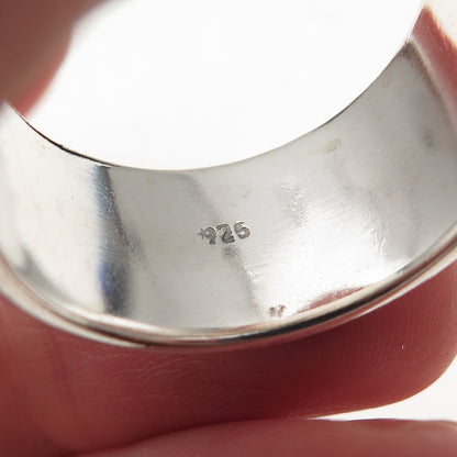 925 Sterling Silver Vintage Cobblestone Oxidized Band Ring Size 13.25