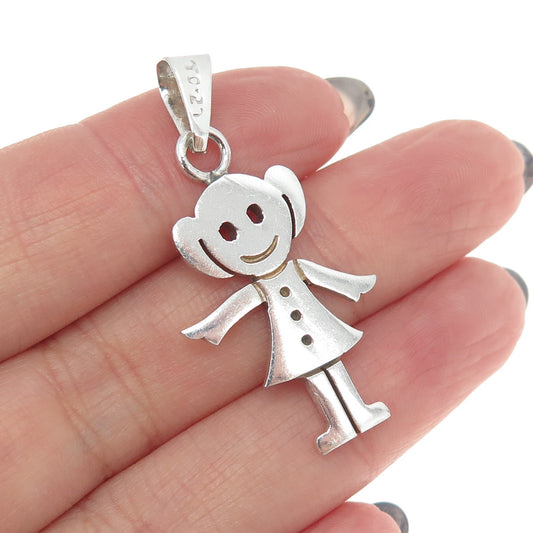 925 Sterling Silver Vintage Mexico Happy Girl Pendant