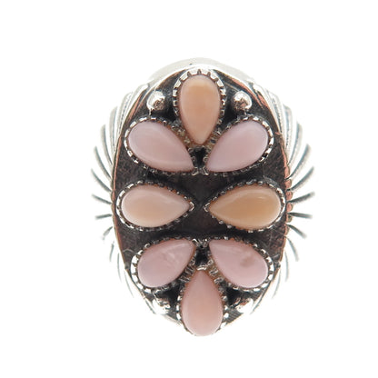 Krush Kandy 925 Sterling Vintage Real Pink Conch Shell Adjustable Ring Size 7.75