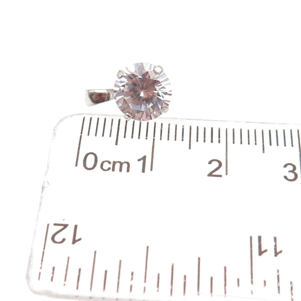JH YOUNG 925 Sterling Silver Round-Cut C Z Mini Charm Pendant