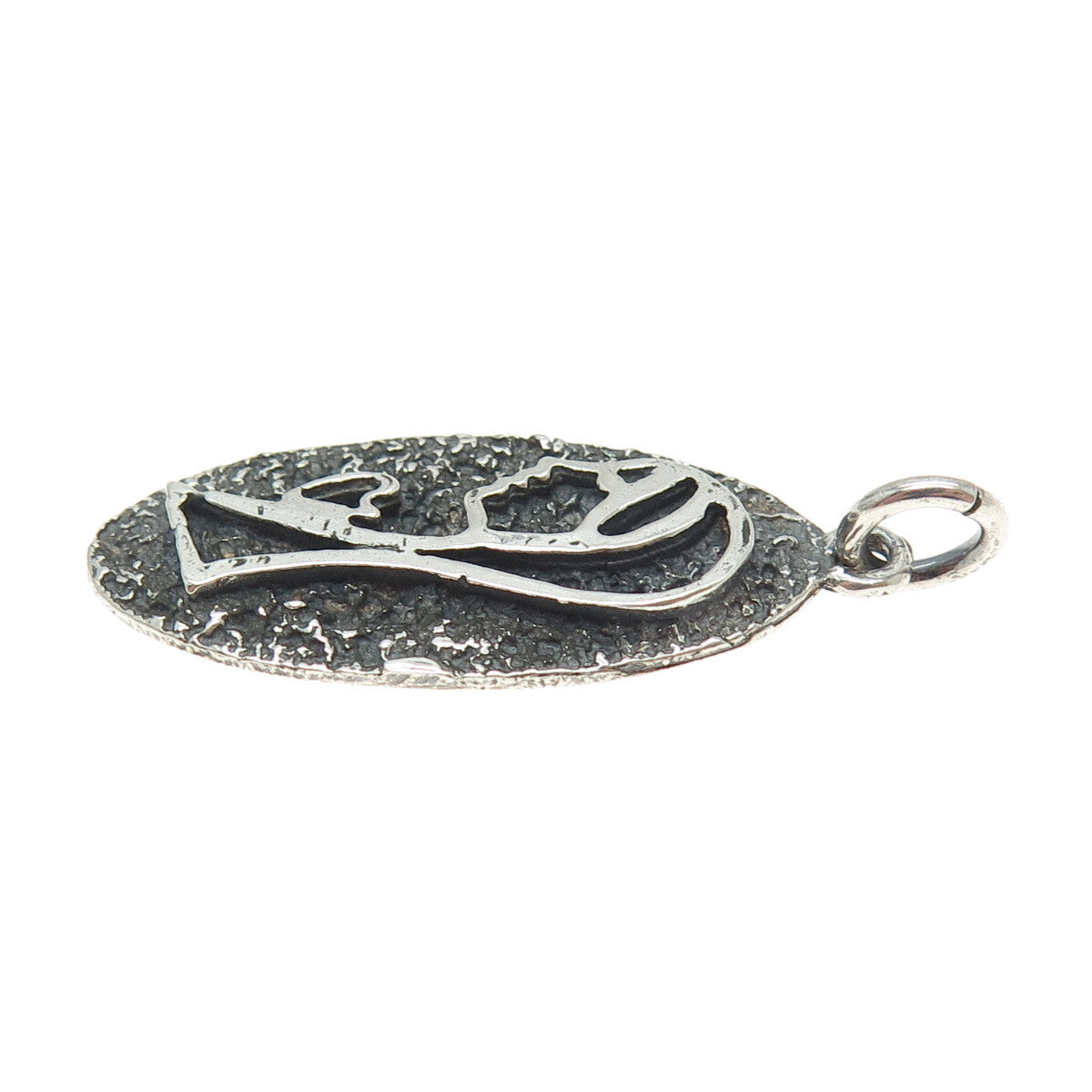 925 Sterling Silver Vintage Praying Lady Oxidized Pendant