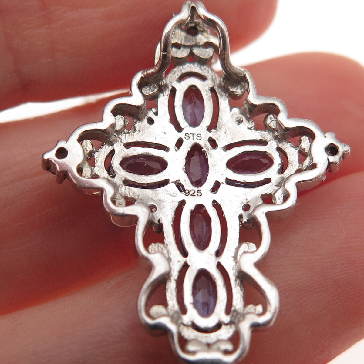 Chuck Clemency 925 Sterling Silver Real Tanzanite Cross Cable Chain Necklace 20"