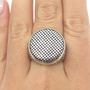 925 Sterling Silver Vintage Cage Pebble Wide Ring Size 8.75