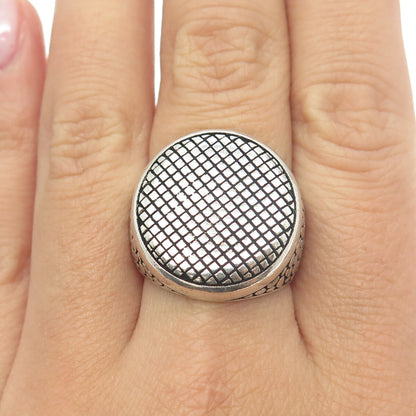 925 Sterling Silver Vintage Cage Pebble Wide Ring Size 8.75