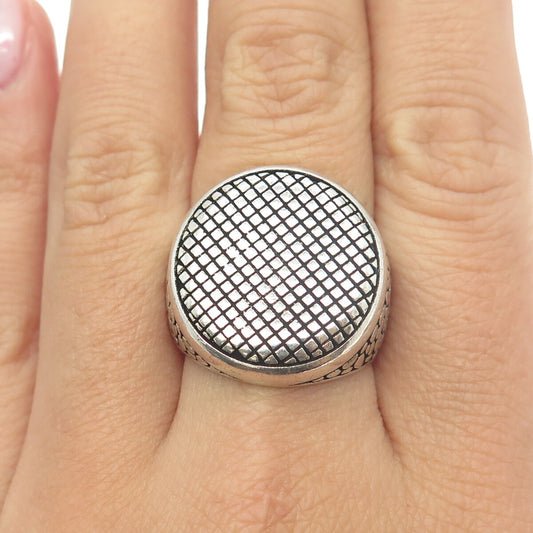 925 Sterling Silver Vintage Cage Pebble Wide Ring Size 8.75