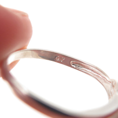 925 Sterling Silver Real Diamond Accent & Sapphire Bypass Ring Size 7