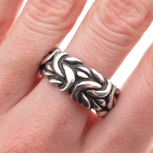 925 Sterling Silver Vintage Byzantine Oxidized Band Ring Size 11.75