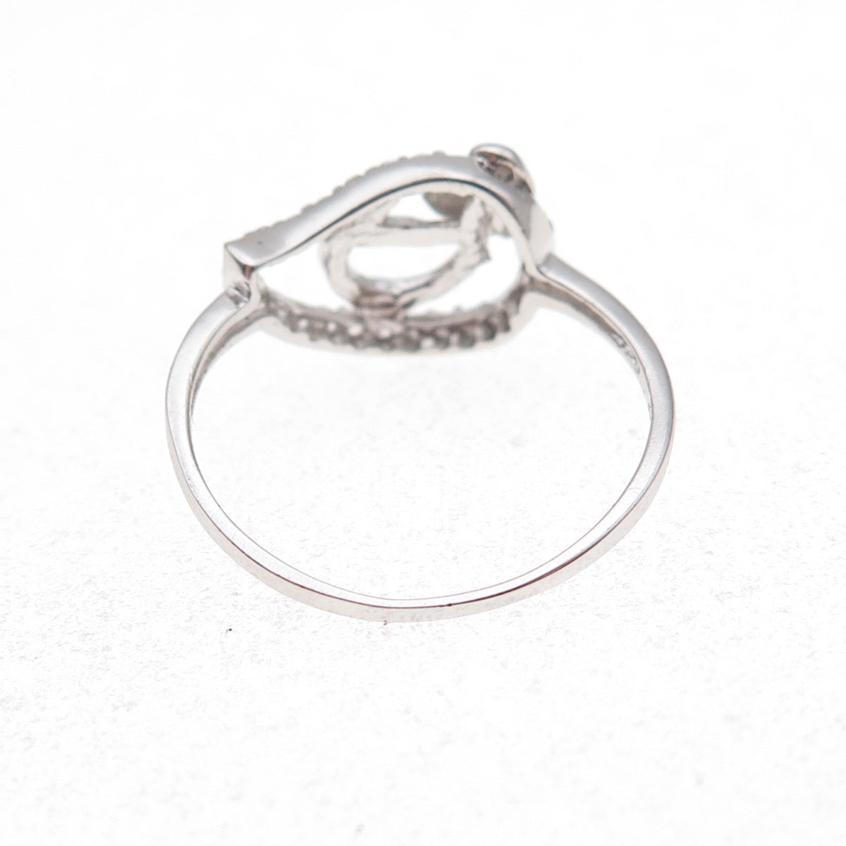 925 Sterling Silver Round-Cut C Z Heart Droplet Ring Size 7