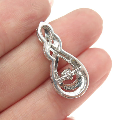 925 Sterling Silver Real Round-Cut Diamond Twisted Slide Pendant