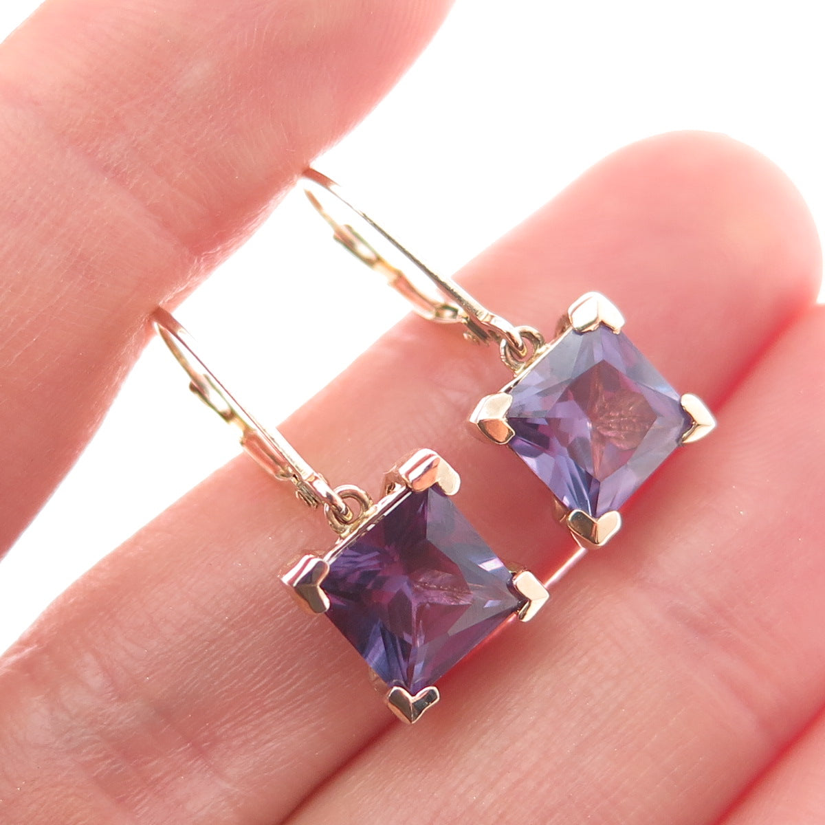 ROSS SIMONS Sterling Gold Plated Lab-Created Peacock Sapphire Dangle Earrings