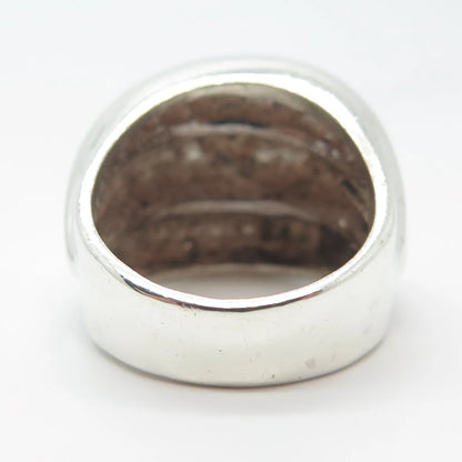 925 Sterling Silver Vintage Mexico Ribbed Ring Size 6.75