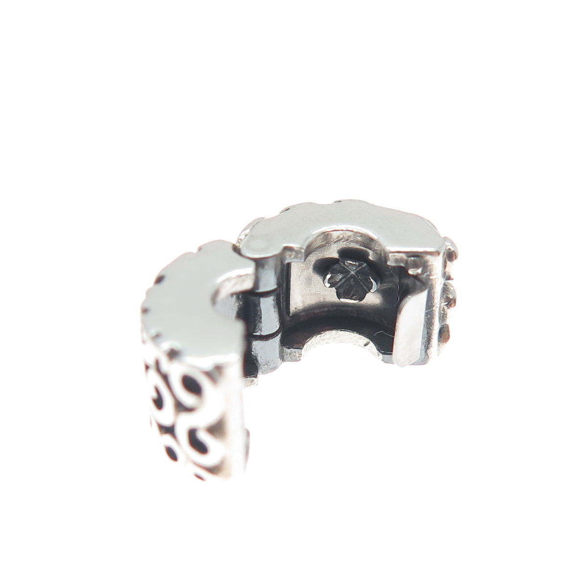PANDORA 925 Sterling Silver Swirl Oxidized Clip Charm
