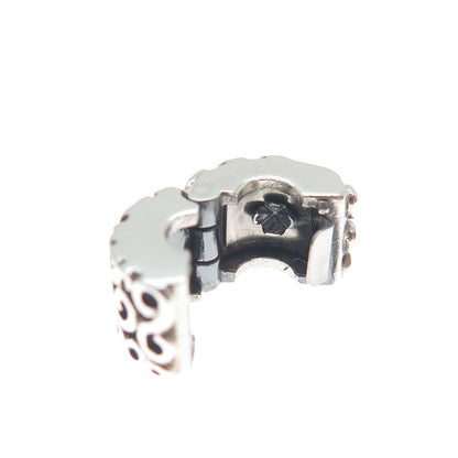 PANDORA 925 Sterling Silver Swirl Oxidized Clip Charm