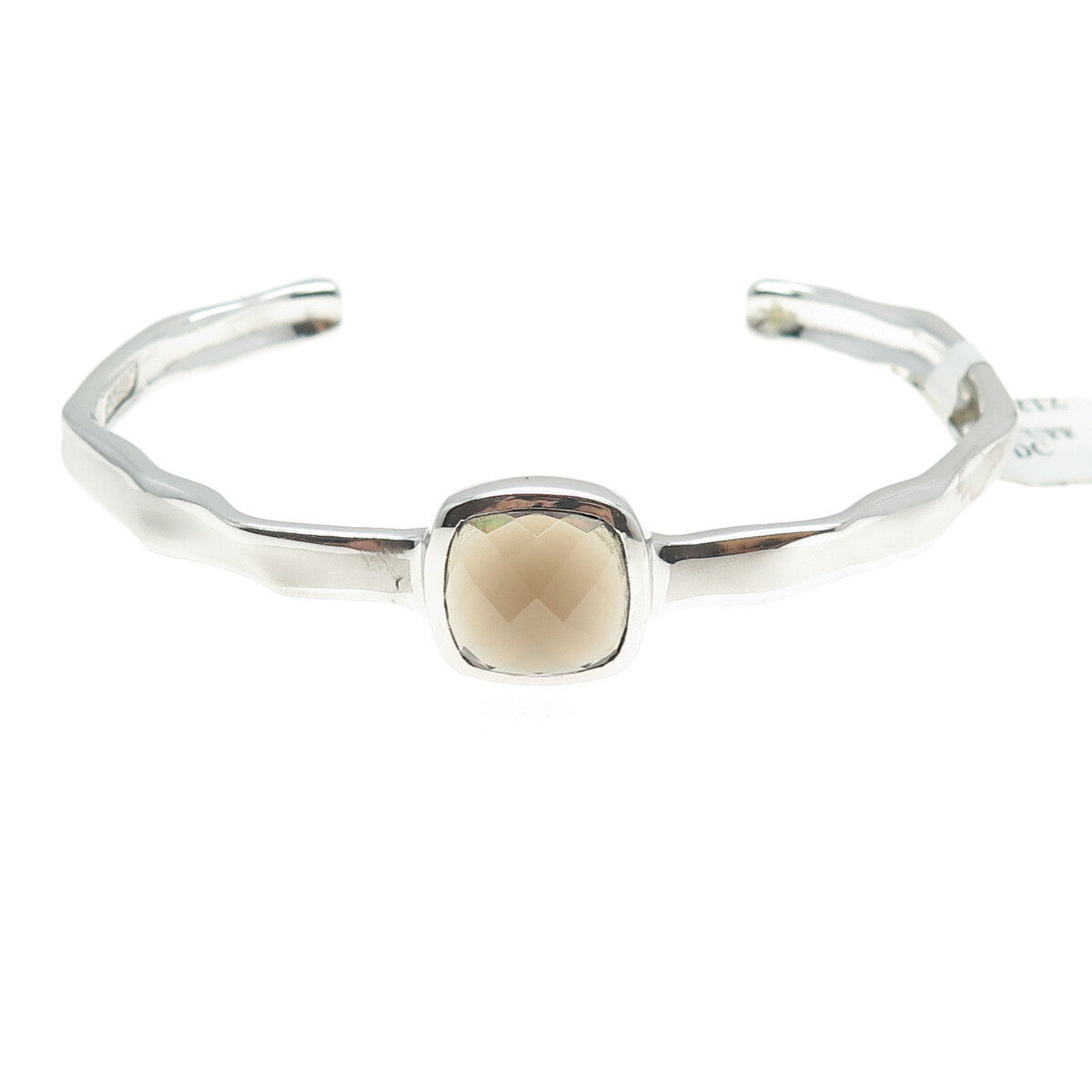 CHARLES GARNIER 925 Sterling Silver Real Smoky Quartz Adjustable Bracelet 6.75"