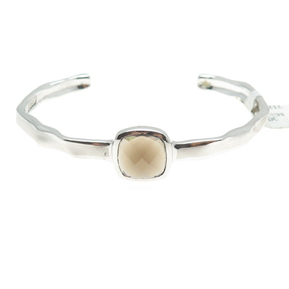 CHARLES GARNIER 925 Sterling Silver Real Smoky Quartz Adjustable Bracelet 6.75"