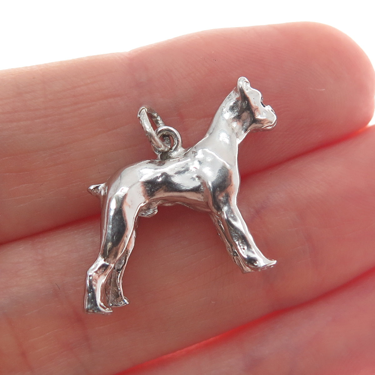 925 Sterling Silver Vintage Boxer Dog Minimalist Charm Pendant