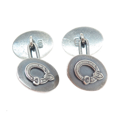 925 Sterling Silver Antique Art Deco Oxidized Cufflinks