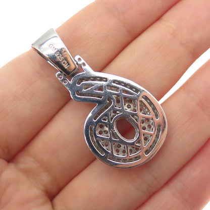 925 Sterling Silver Round-Cut C Z Lucky Number 6 Charm Pendant