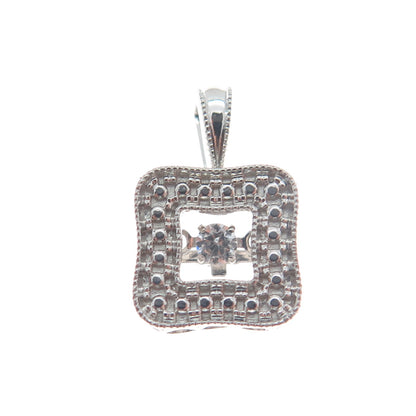 925 Sterling Silver Round-Cut Shaped C Z Square Minimalist Pendant