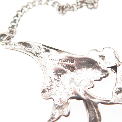925 Sterling Silver Vintage Floral Cuban Chain Necklace 16" (missing lock loop)