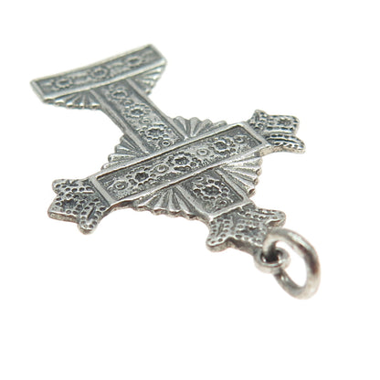 925 Sterling Silver Vintage Tin Cross Oxidized Pendant