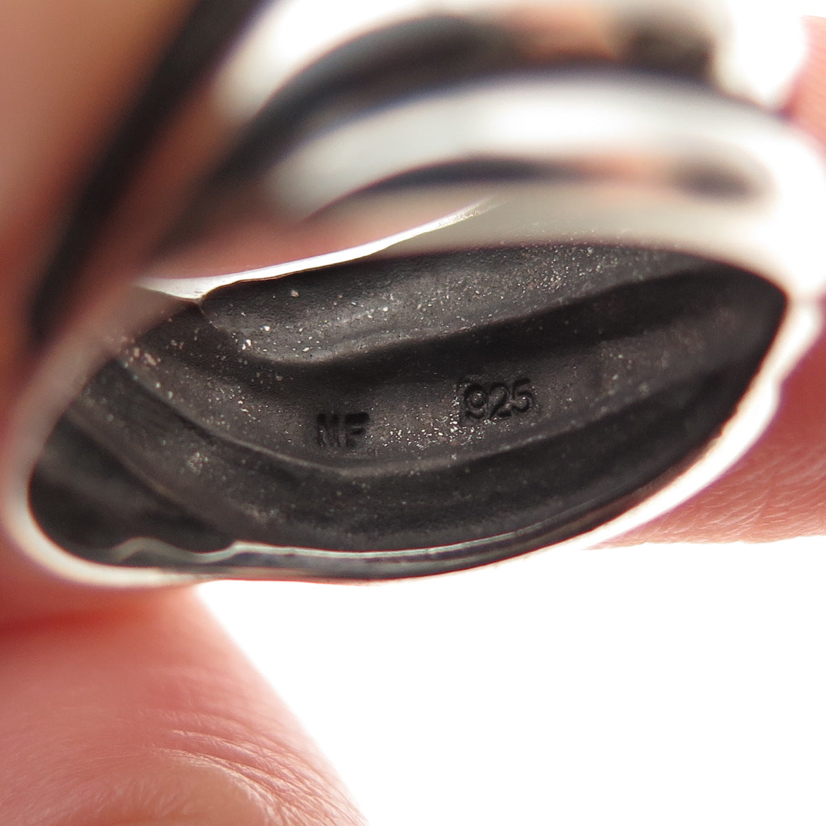 Chapal Zenray 925 Sterling Silver Vintage Modernist Oxidized Ring Size 7.75