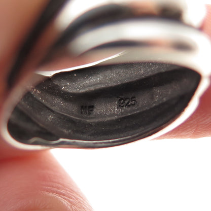 Chapal Zenray 925 Sterling Silver Vintage Modernist Oxidized Ring Size 7.75