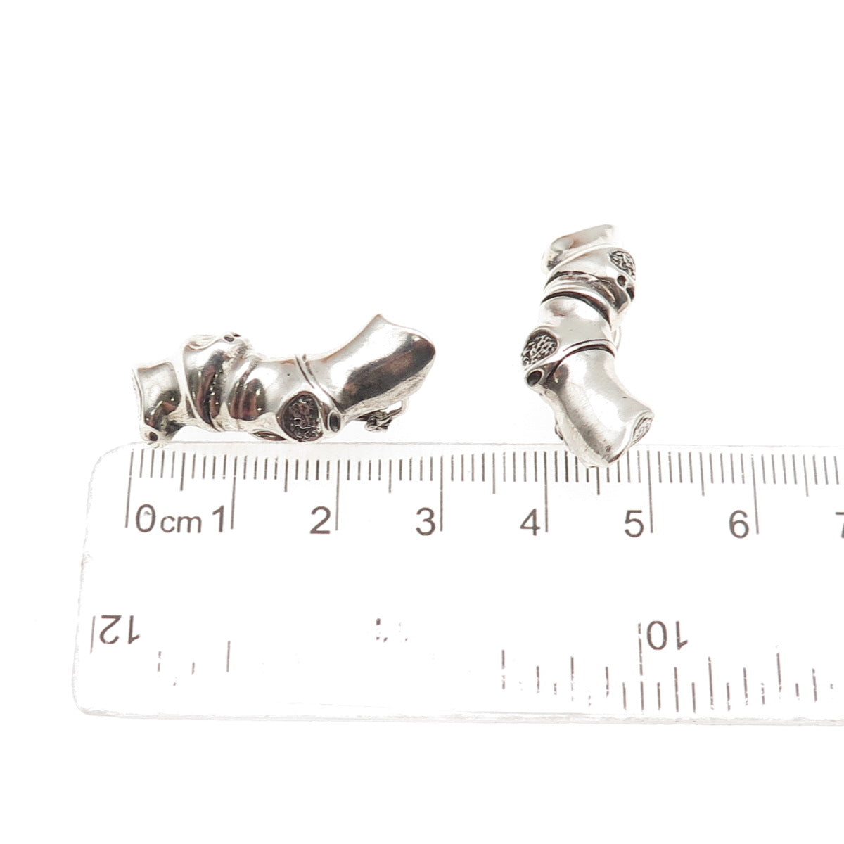 925 Sterling Silver Vintage Modernist Oxidized Clip On Earrings