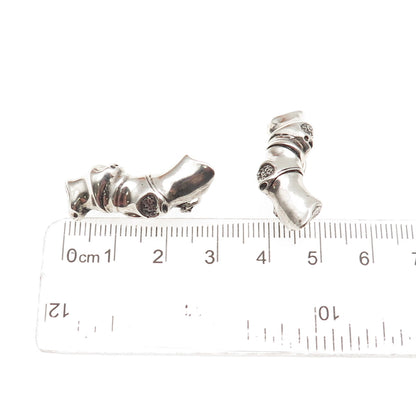 925 Sterling Silver Vintage Modernist Oxidized Clip On Earrings