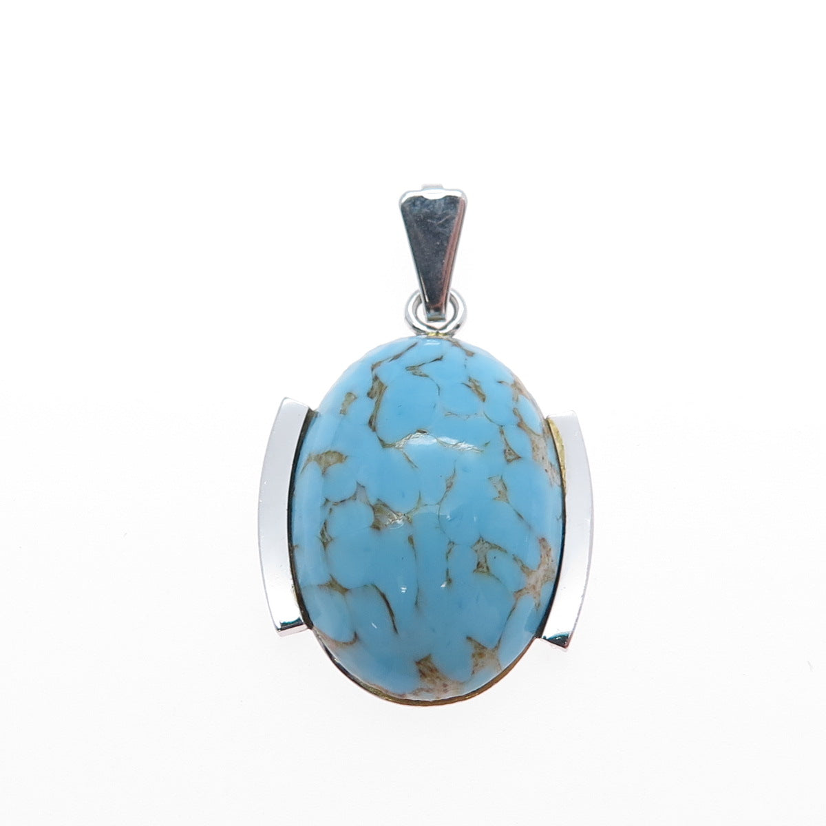 DANECRAFT 925 Sterling Silver Vintage Faux Turquoise Modernist Charm Pendant