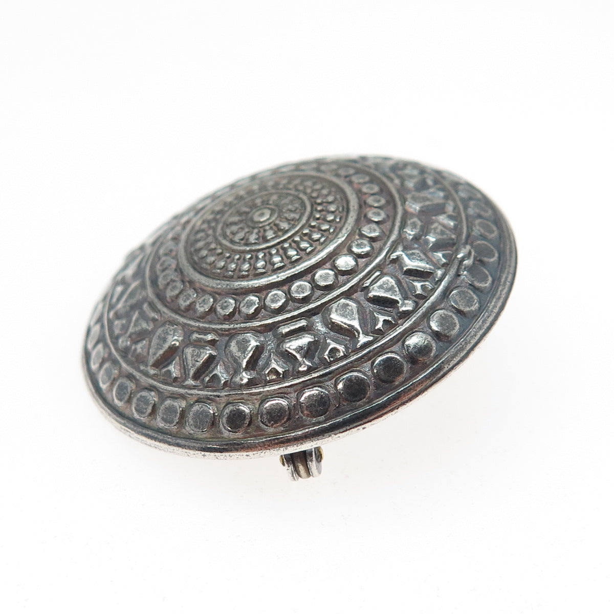KELT 925 Sterling Silver Vintage Celtic Shield Oxidized Pin Brooch