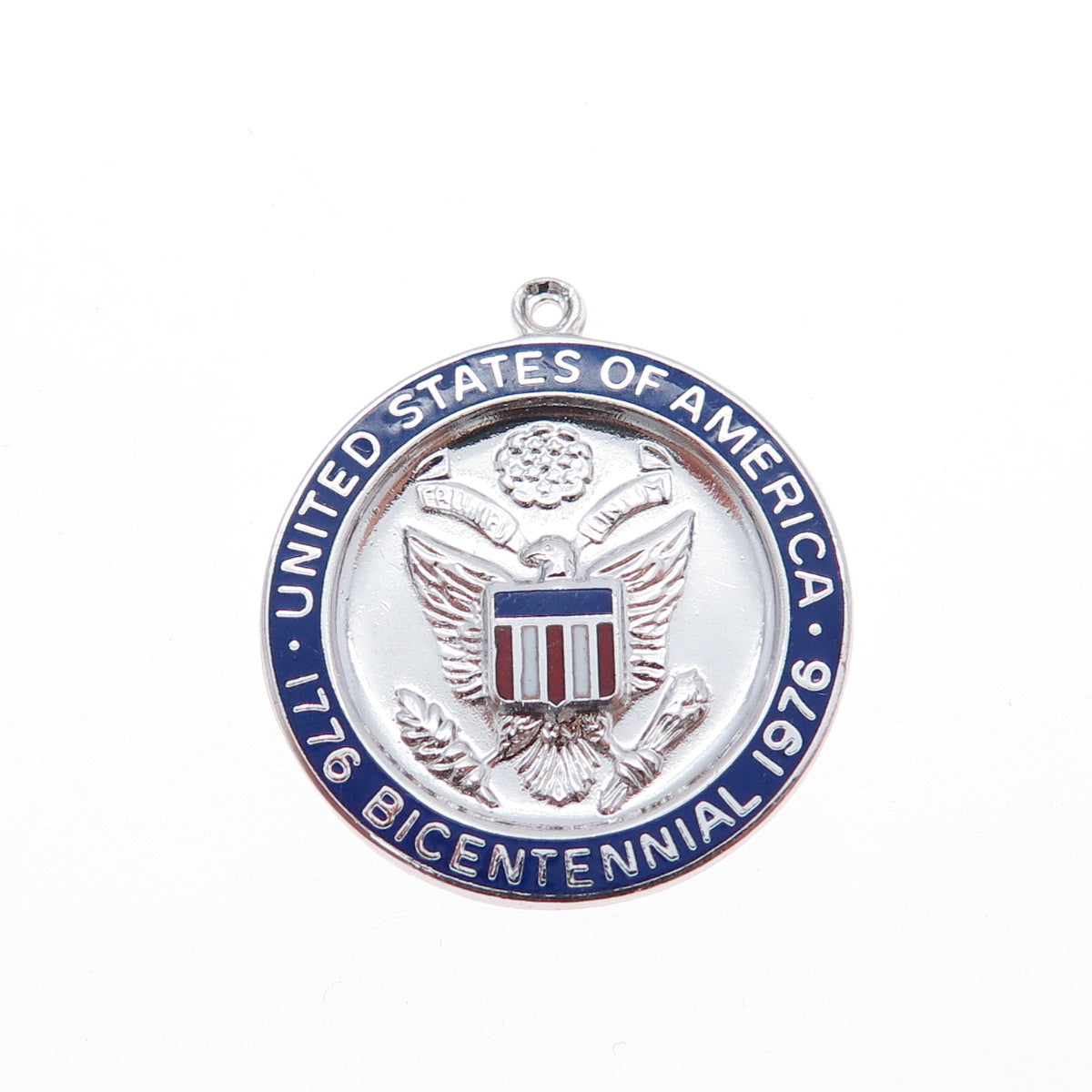 GRIFFITH & SONS CO. Sterling Silver Vintage 1967 Enamel US Bicentennial Pendant
