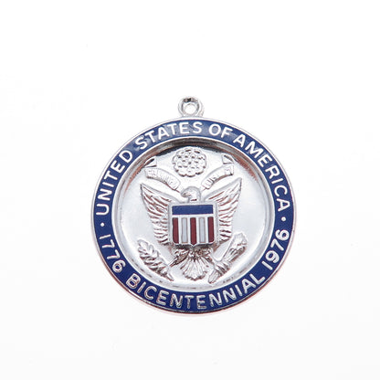 GRIFFITH & SONS CO. Sterling Silver Vintage 1967 Enamel US Bicentennial Pendant