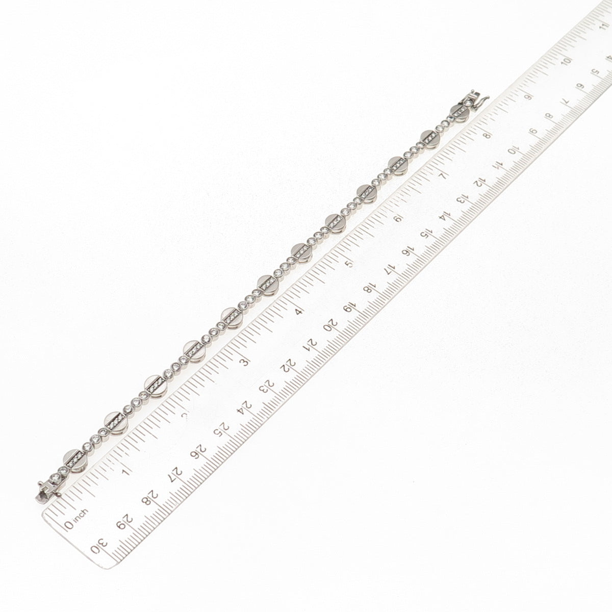Michael Valitutti Gems En Vogue 925 Sterling Round-Cut C Z Disc Link Bracelet 8"