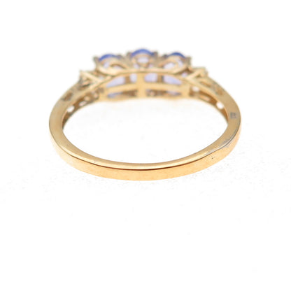 Chuck Clemency Sterling Silver Gold Plated Real Diamond & Tanzanite Ring Size 8