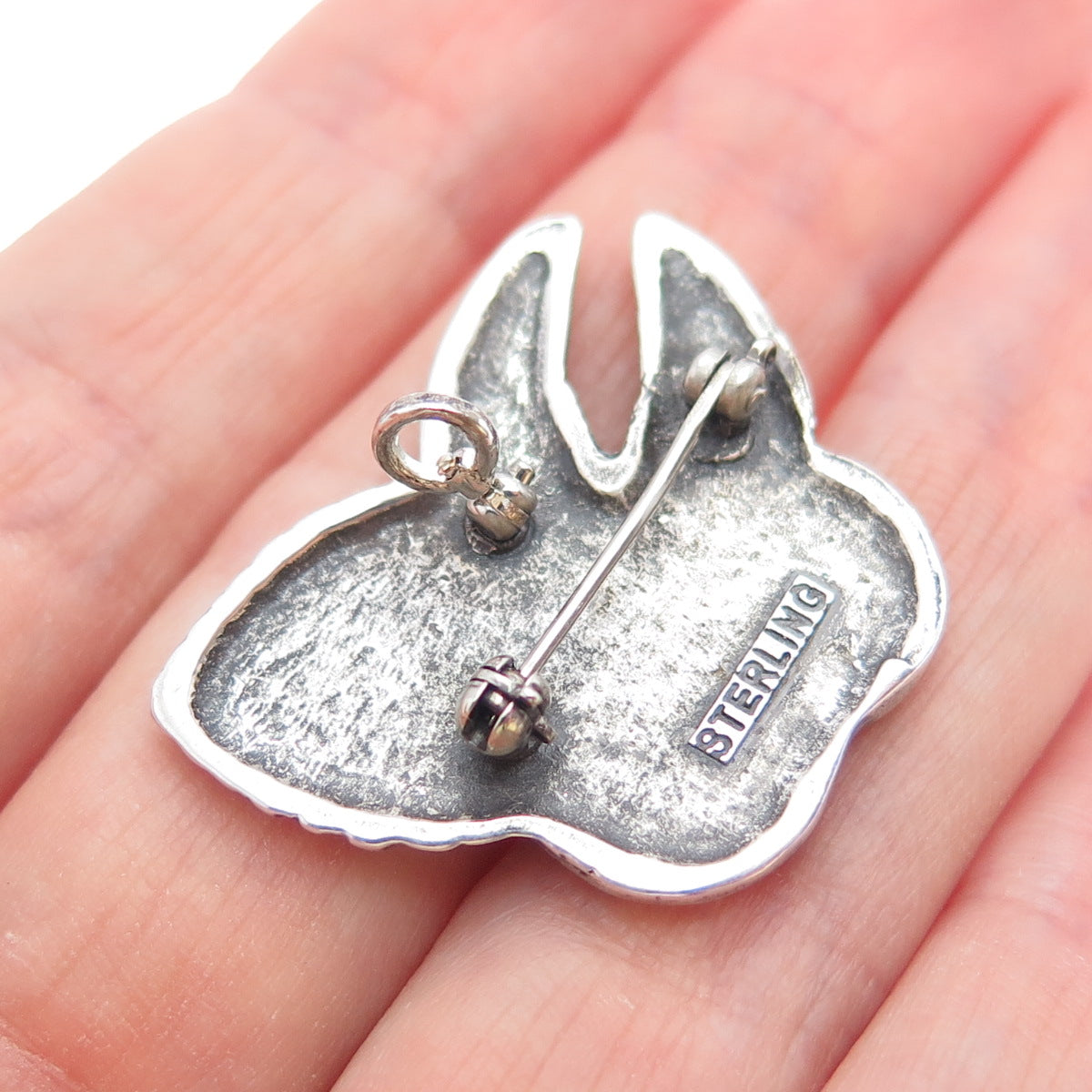 925 Sterling Silver Vintage World Peace Hands Butterfly Pin Brooch / Pendant