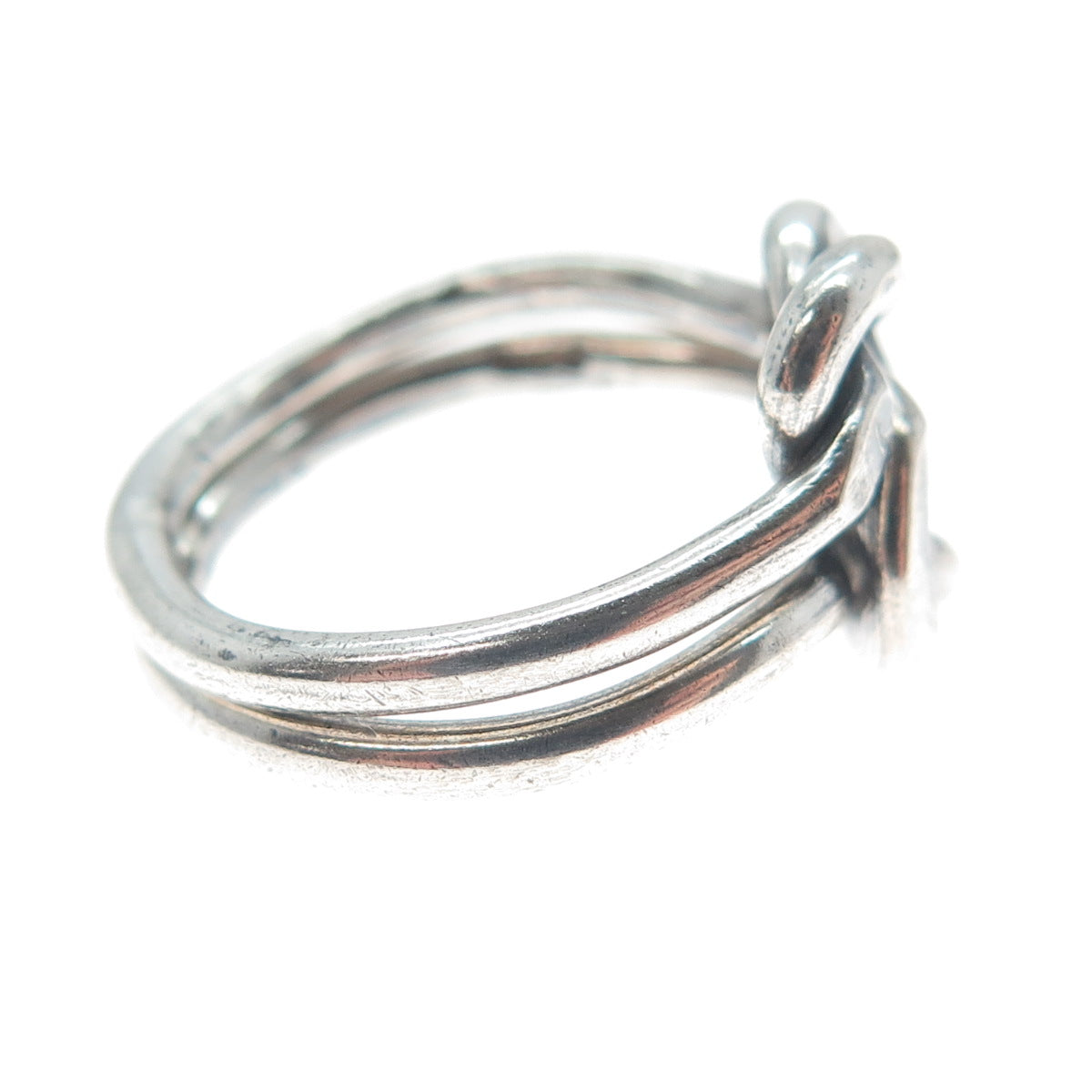 925 Sterling Silver Vintage Double Love Mariner Knot Oxidized Ring Size 5.5