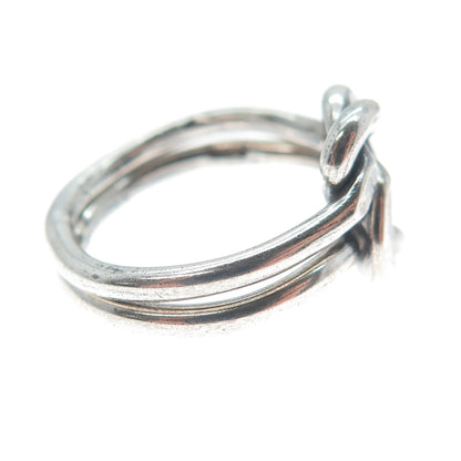 925 Sterling Silver Vintage Double Love Mariner Knot Oxidized Ring Size 5.5