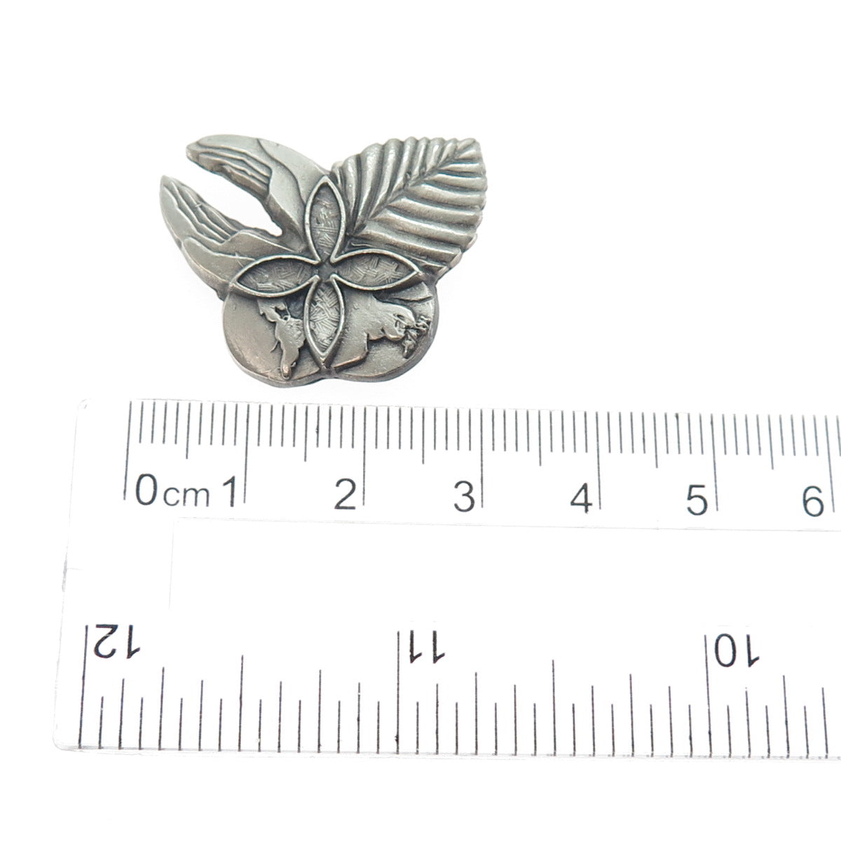925 Sterling Silver Vintage World Peace Hands Butterfly Pin Brooch / Pendant