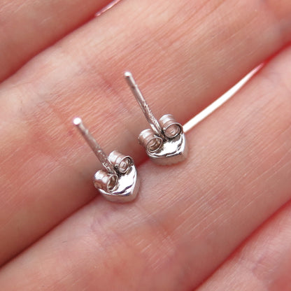 JCM Jacmel Mauritius 925 Sterling Silver Round-Cut C Z Heart Stud Earrings