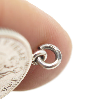 900 Silver Antique 1905 FIRME Y FELIZ POR LA UNION 1 Dinero Coin Pendant